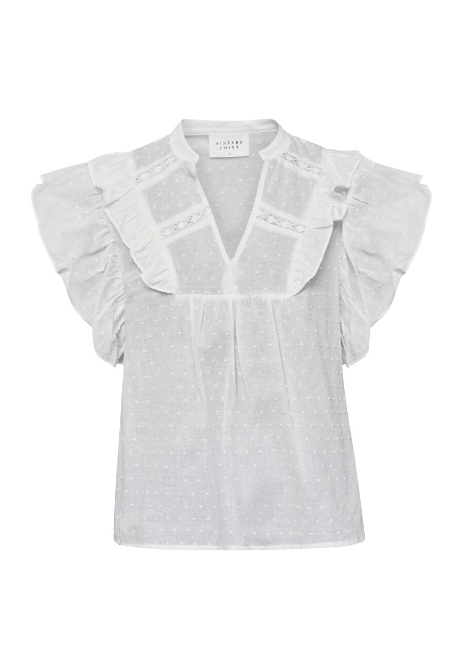 SP VENISA-SS - bluse hvid m/detaljer