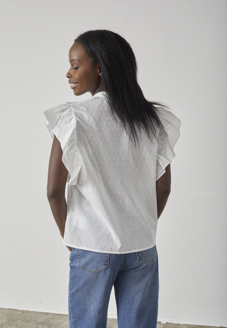 SP VENISA-SS - bluse hvid m/detaljer