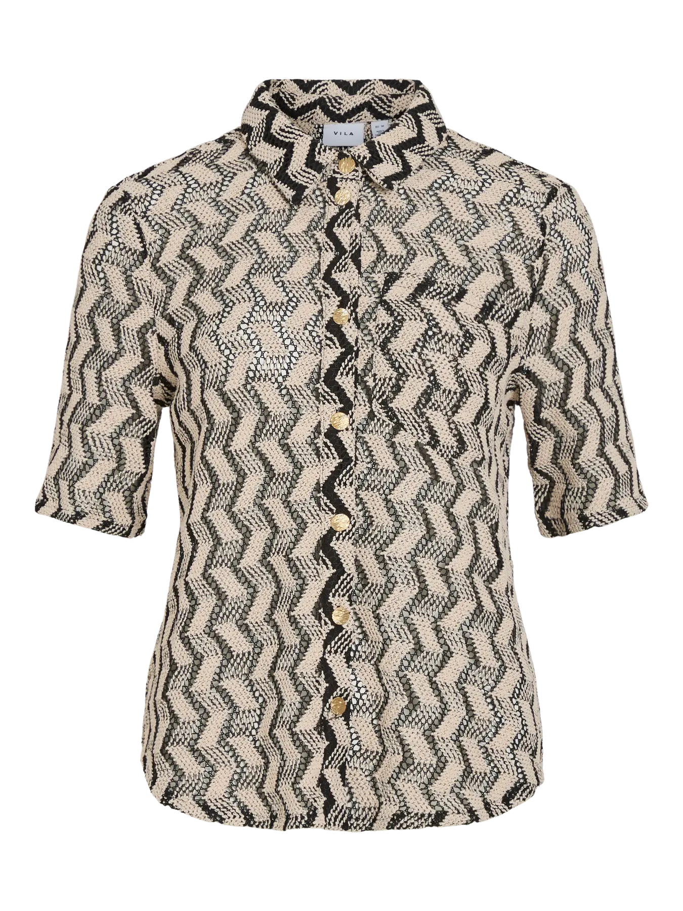 VL Vilupina O-neck skjorte i strik - sort/beige