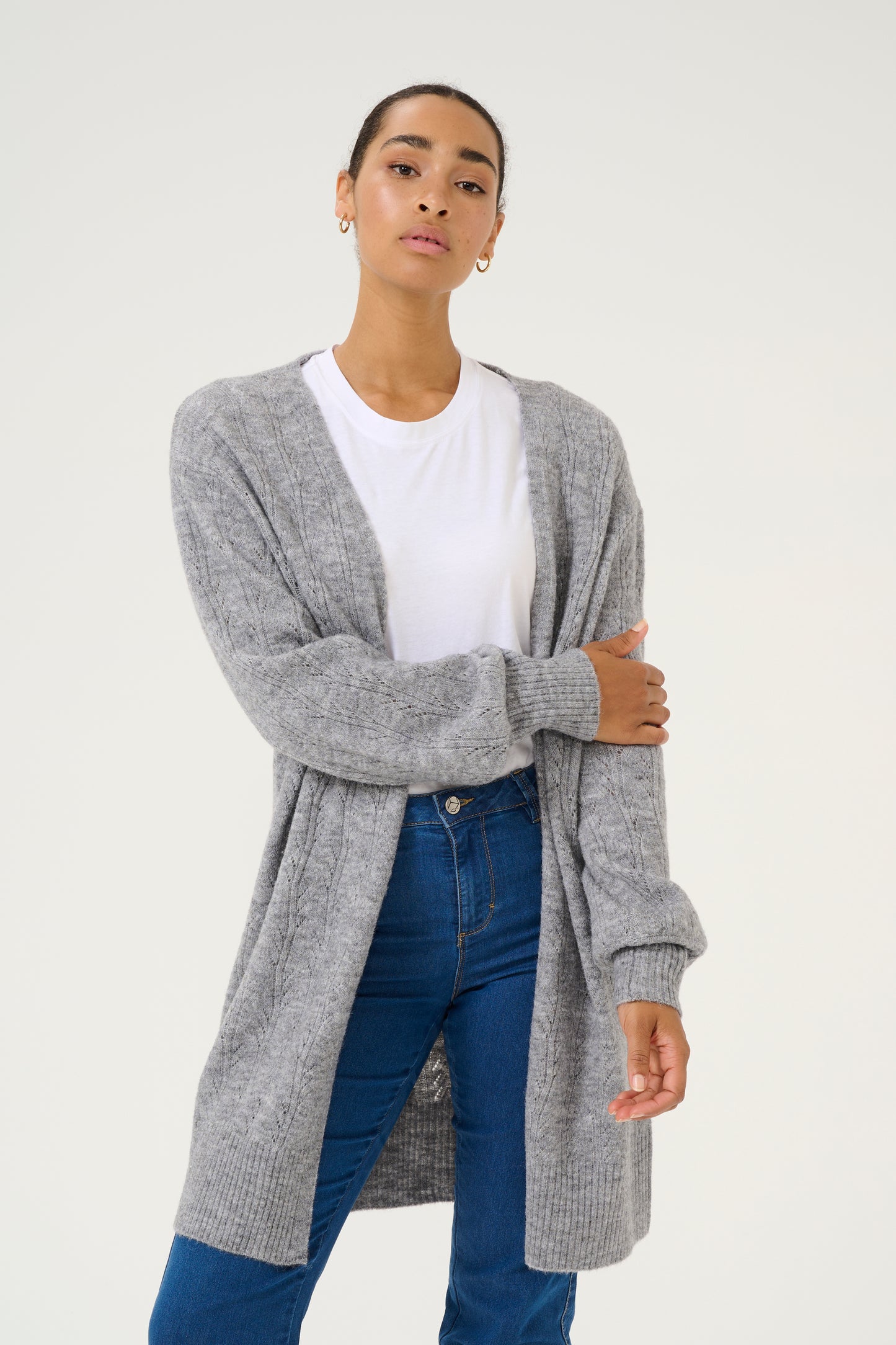KA Tella knit cardigan - grey melange