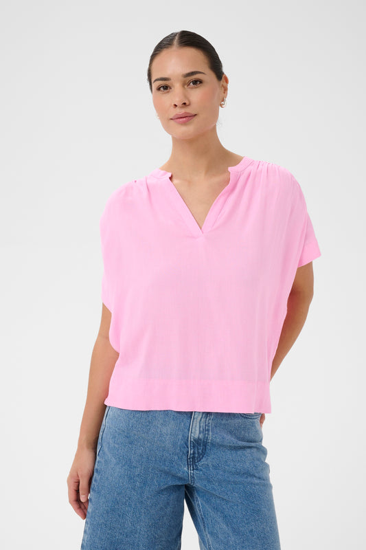 KA Milia wing SL hør blouse - pink