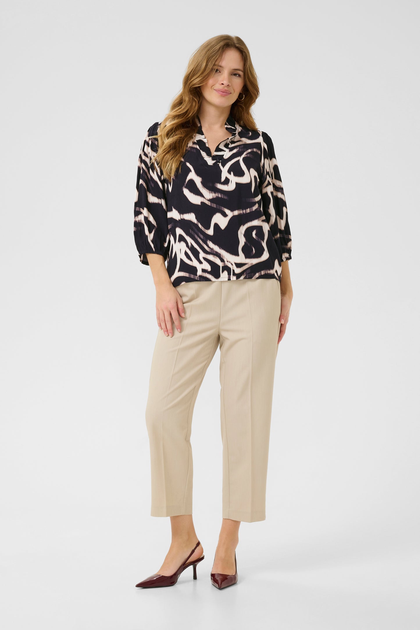 KA Martha Frill Blouse - black/nature