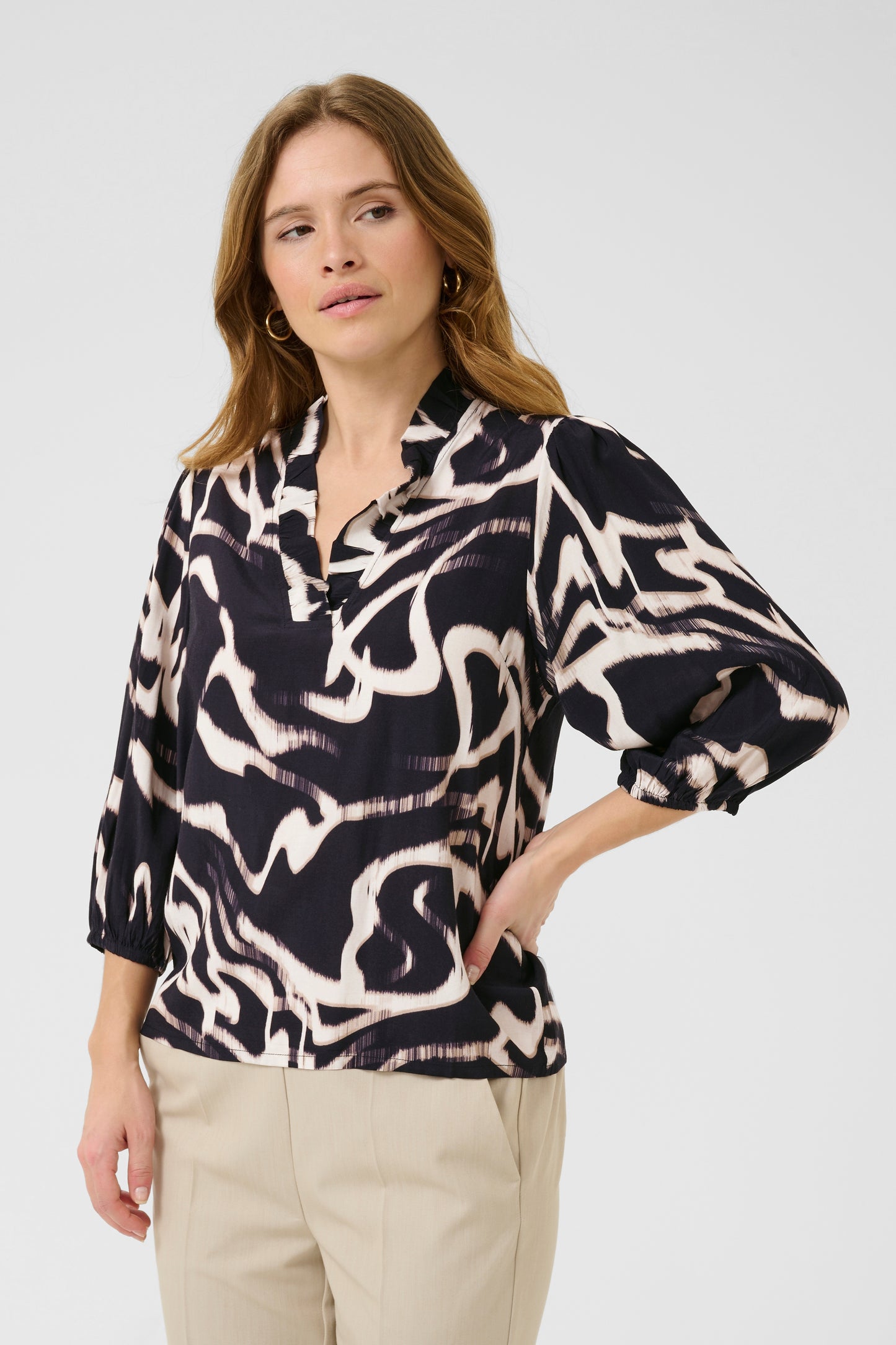 KA Martha Frill Blouse - black/nature