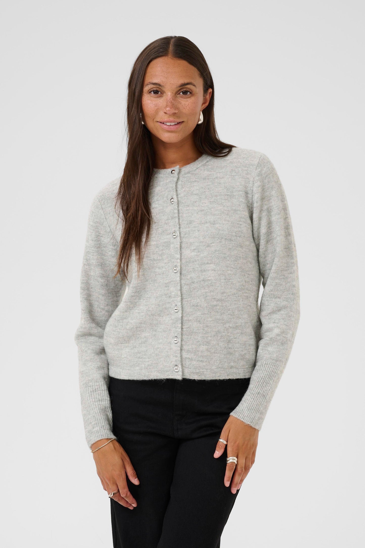 KA Niel Knit Cardigan - light grey melange