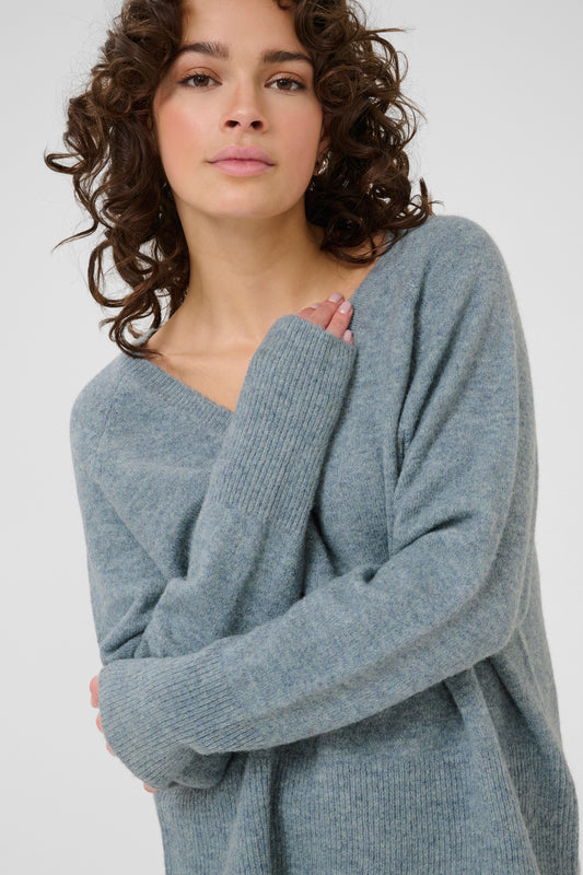 KA Niel V-neck Pullover - windward blue