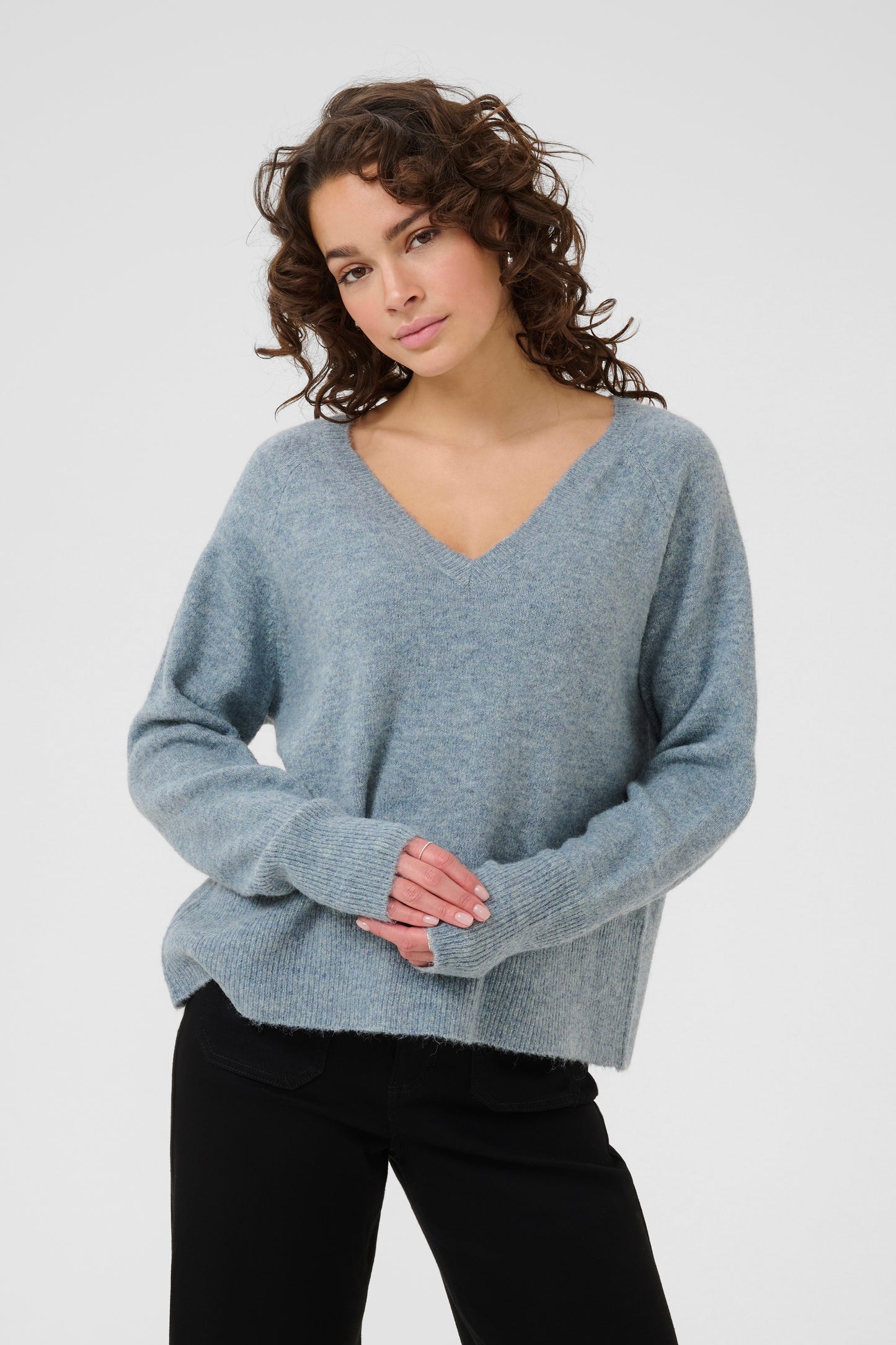 KA Niel V-neck Pullover - windward blue