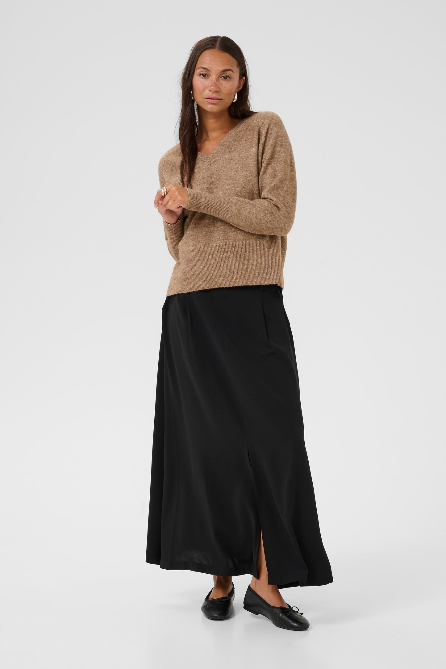 KA Niel v-neck Pullover - brun