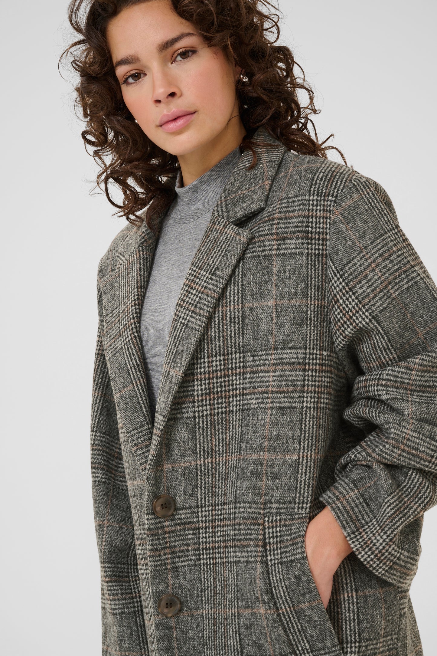 KA Vivian Checked Jacket - grey prince tern