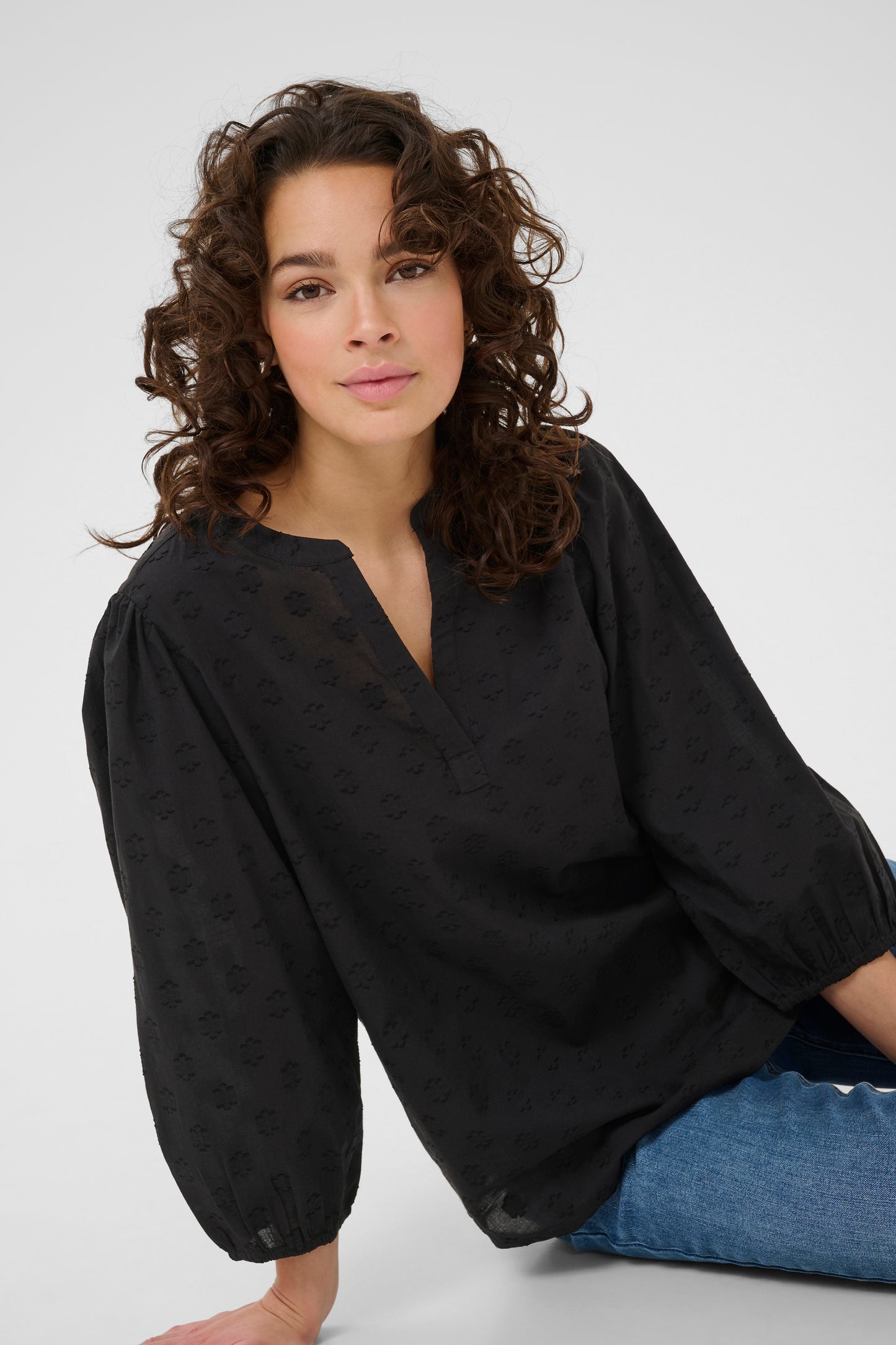 KA Enya Blouse 3/4 sleve - black