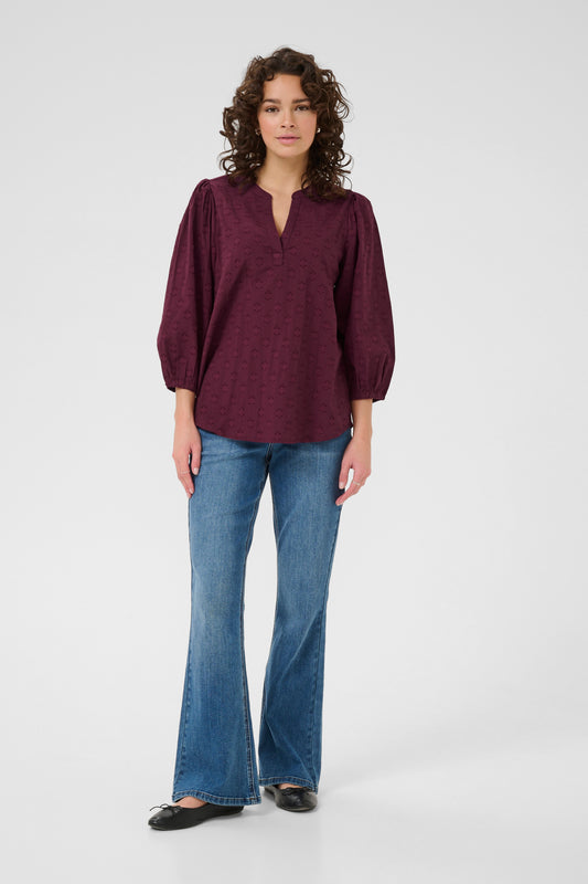 KA Enya Blouse 3/4 sleve - windsor wine