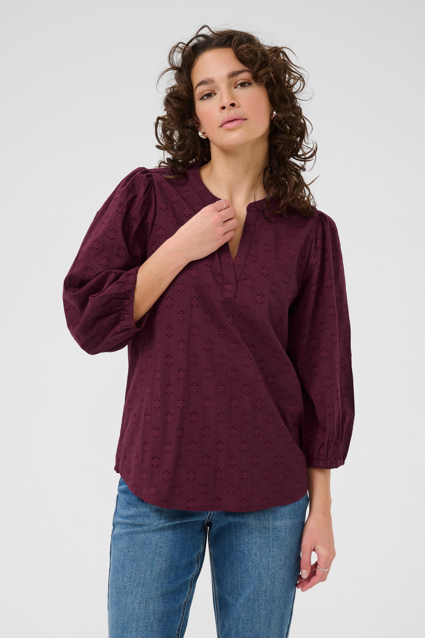 KA Enya Blouse 3/4 sleve - windsor wine