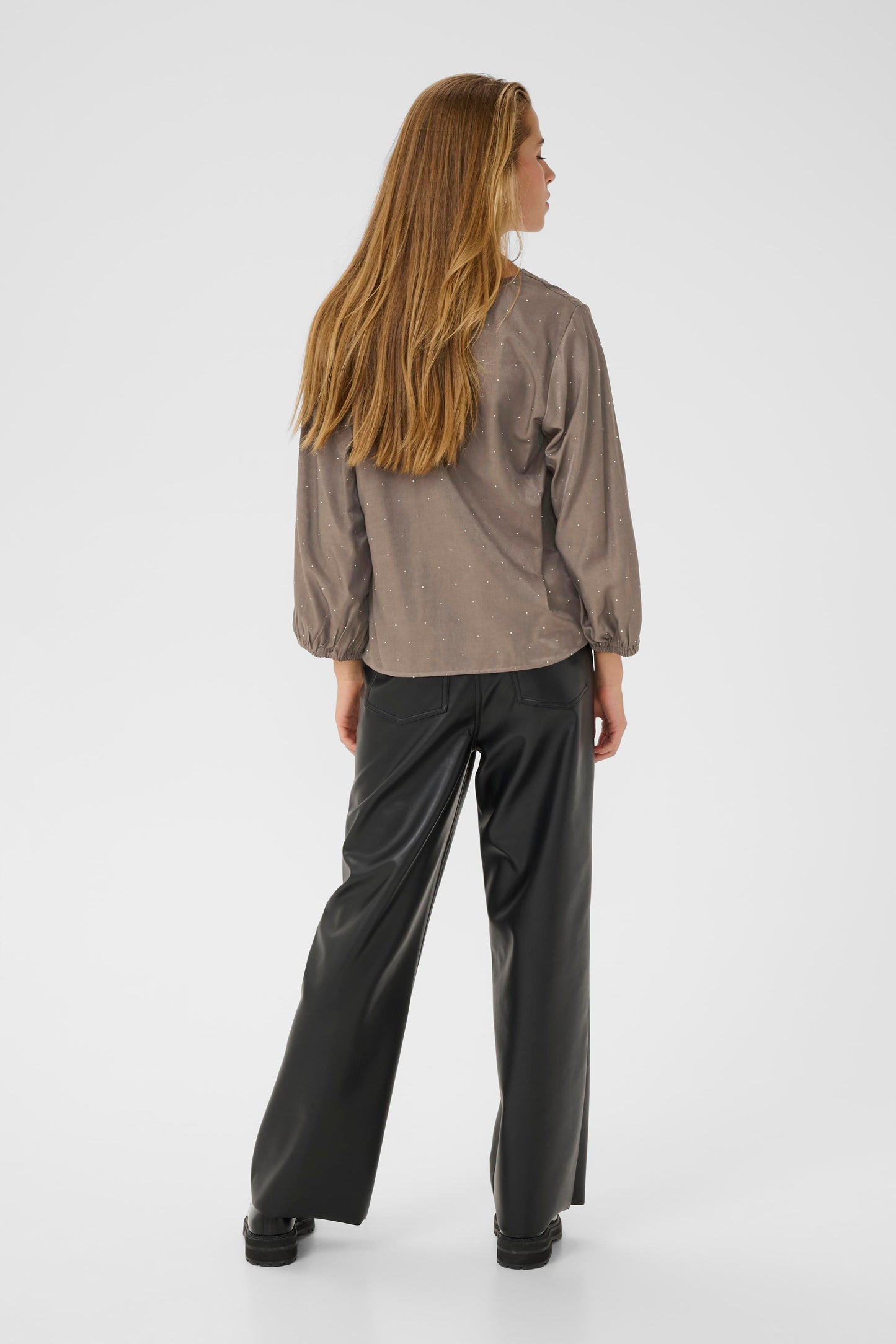 KA Ida Blouse - morel brown m/simili sten