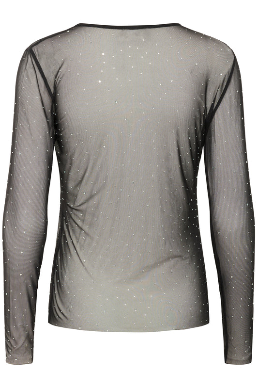 KA Stinna Mesh T-shirt - sort m/simili sten