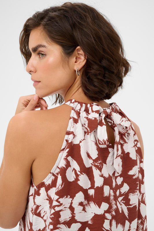 KA Evie Top - henna farvet m/blomster