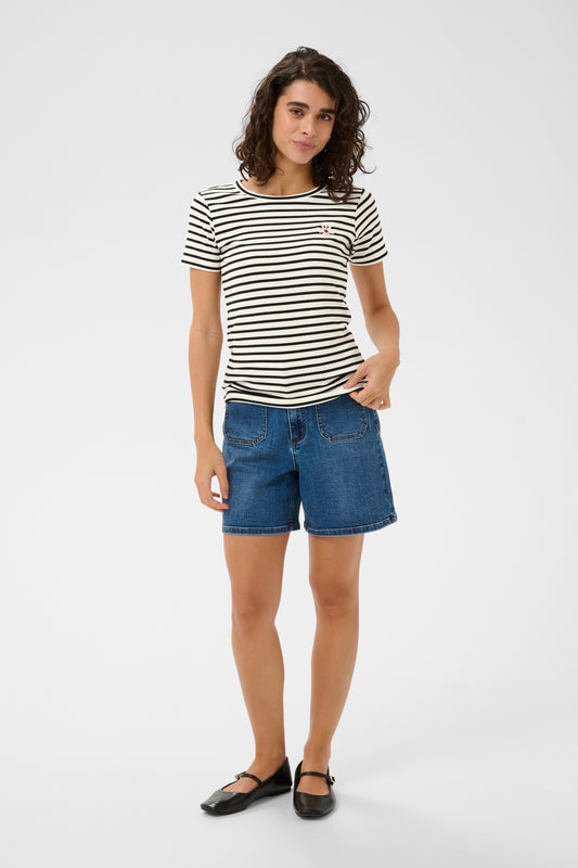 KA Liddy Flower T-shirt - chalk/black