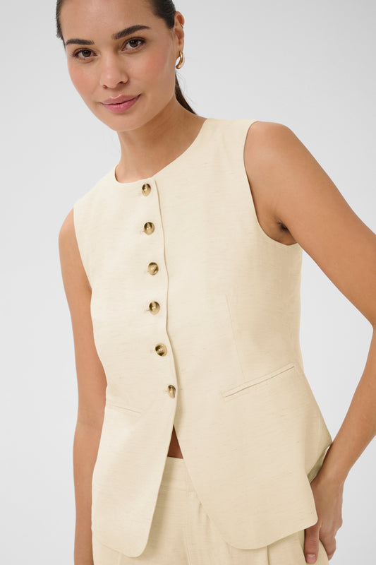 KA Annetta waist hør coat - beige
