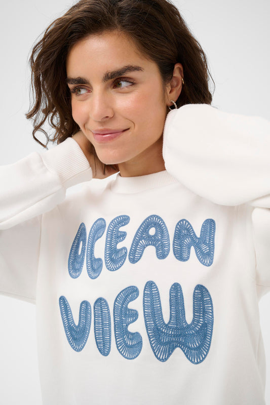 KA LILI Sweatshirt - chalk m/blå print