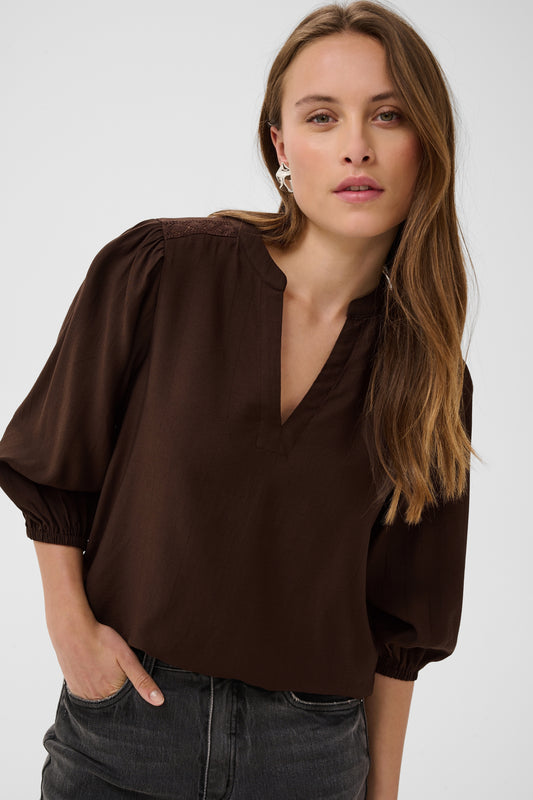 KA Alberta Blouse - Coffee Bean brown