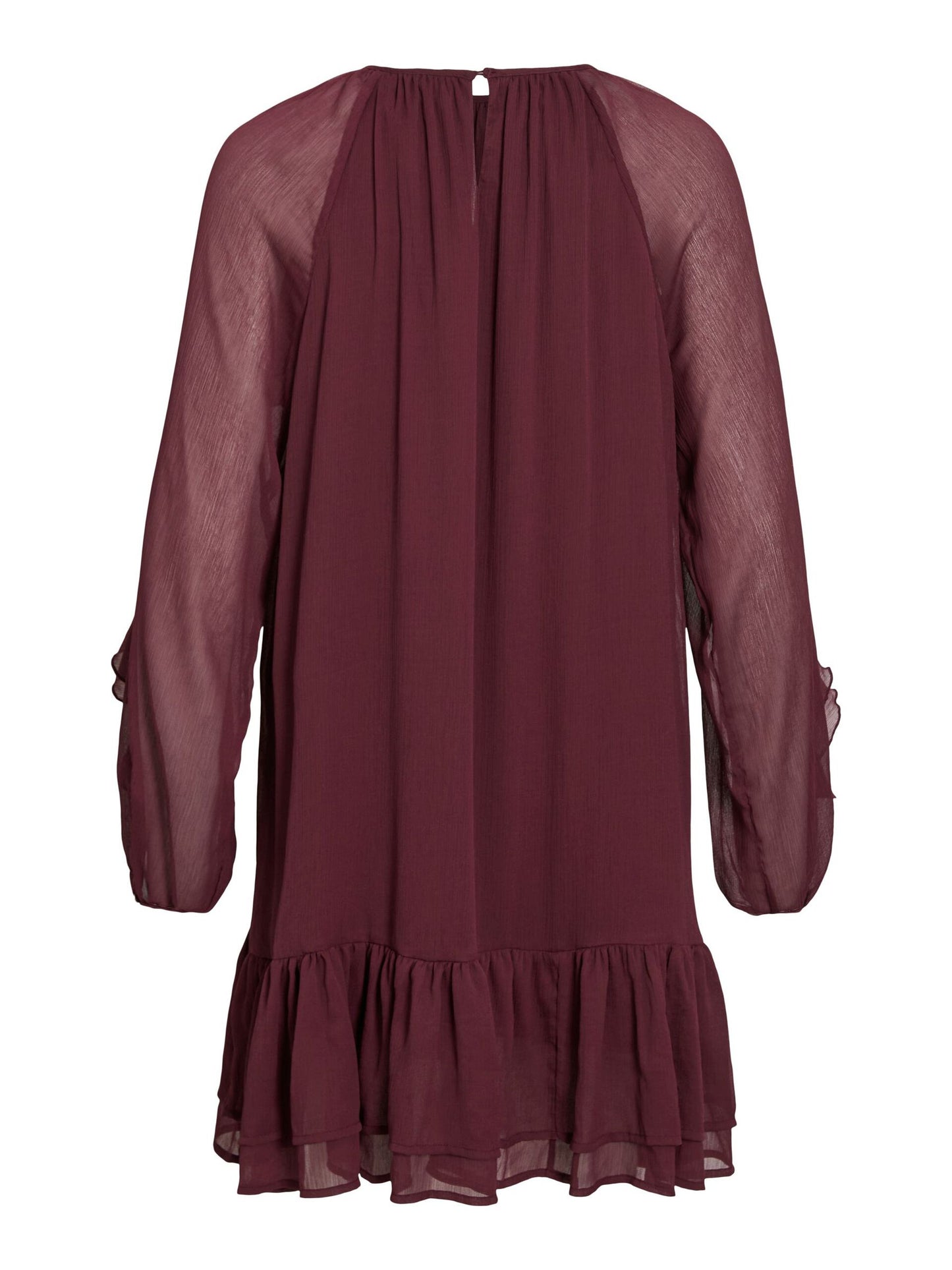 VL VIBINNA O-NECK L/S FRILL DRESS - Bordaux