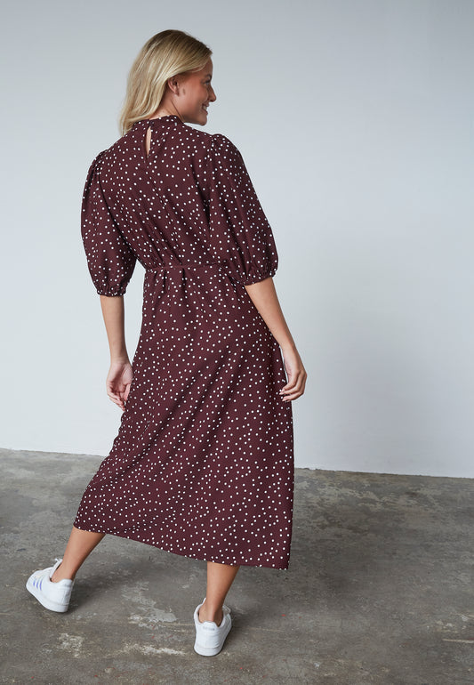 SP VENTIA-Dress - Bordeaux/dot
