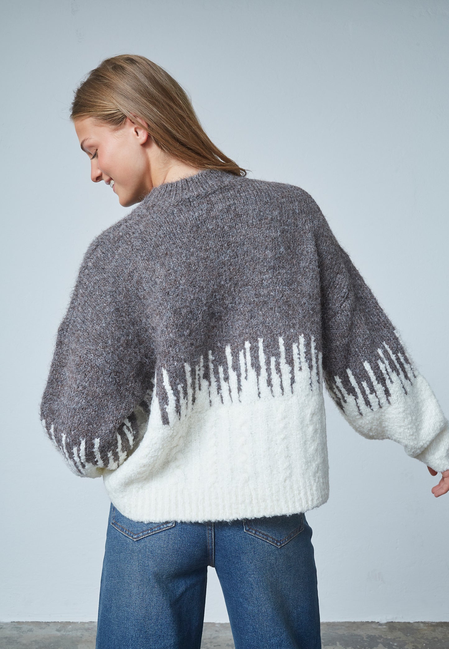 SP LIPSA-PU strik sweater - brown/cream