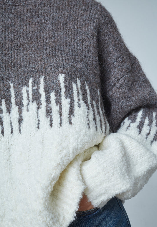 SP LIPSA-PU strik sweater - brown/cream