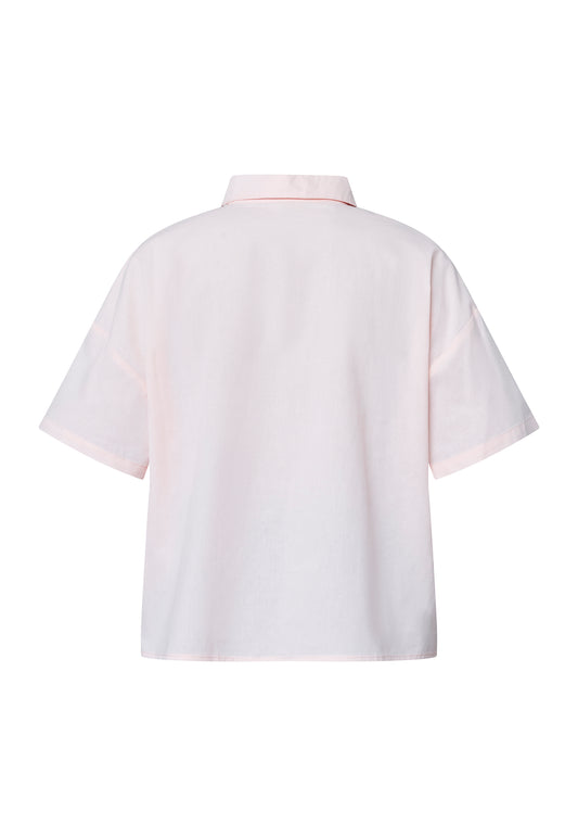 SP SISU-SH1 Skjorte - lys pink m/hvid broderi og hulmønster