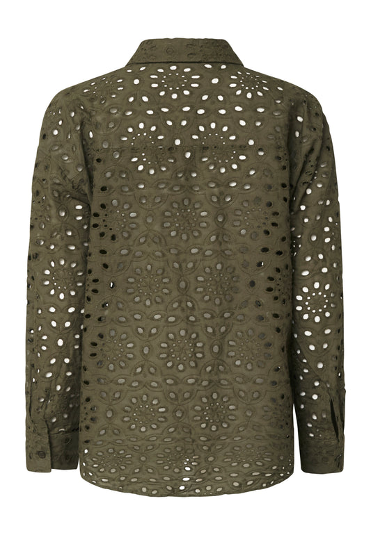 SP GEPA Shirt - khaki grøn m/fint hulmønster