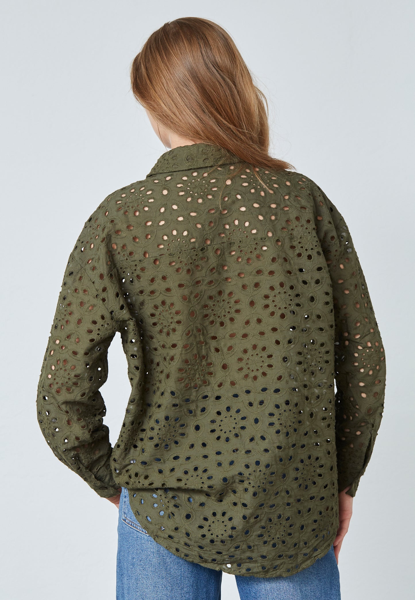 SP GEPA Shirt - khaki grøn m/fint hulmønster