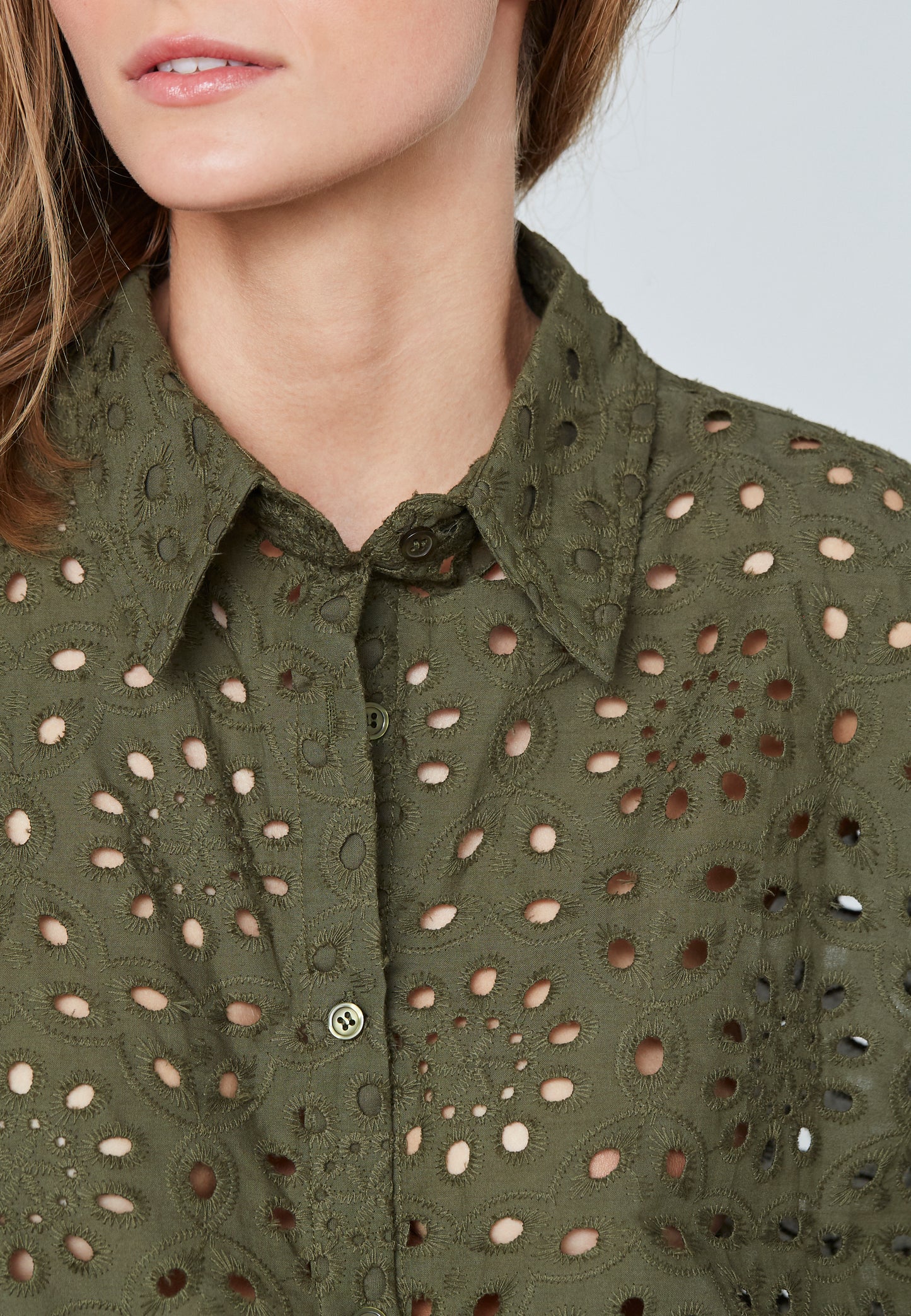 SP GEPA Shirt - khaki grøn m/fint hulmønster