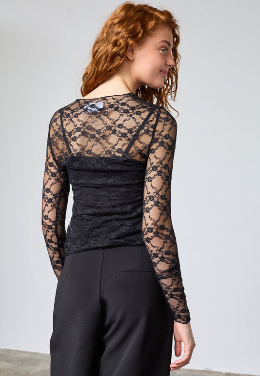 SP Venga mesh bluse - sort