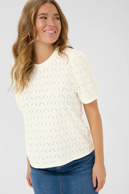 KA Tine Lace blouse - hvid m/korte ærmer