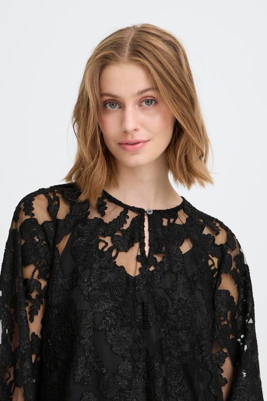 IC Lineo Dress - sort m/blonder