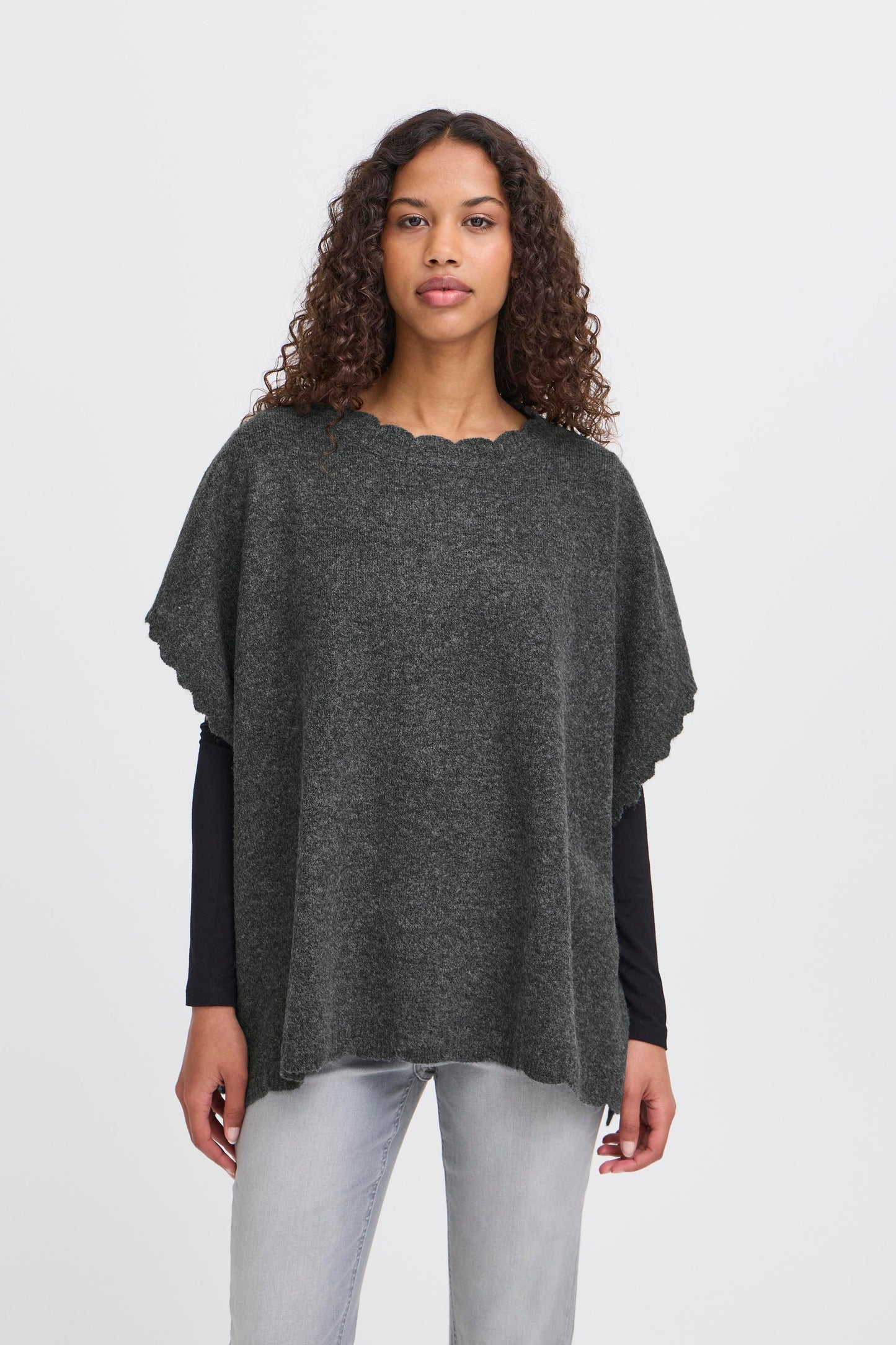 IC Macha poncho - dark grey melange