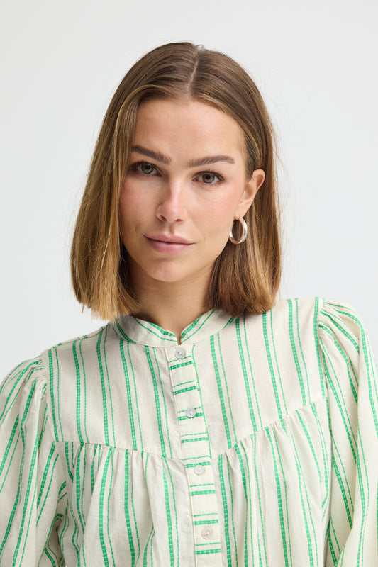 IC JOVIL Shirt - cream m/grønne striber