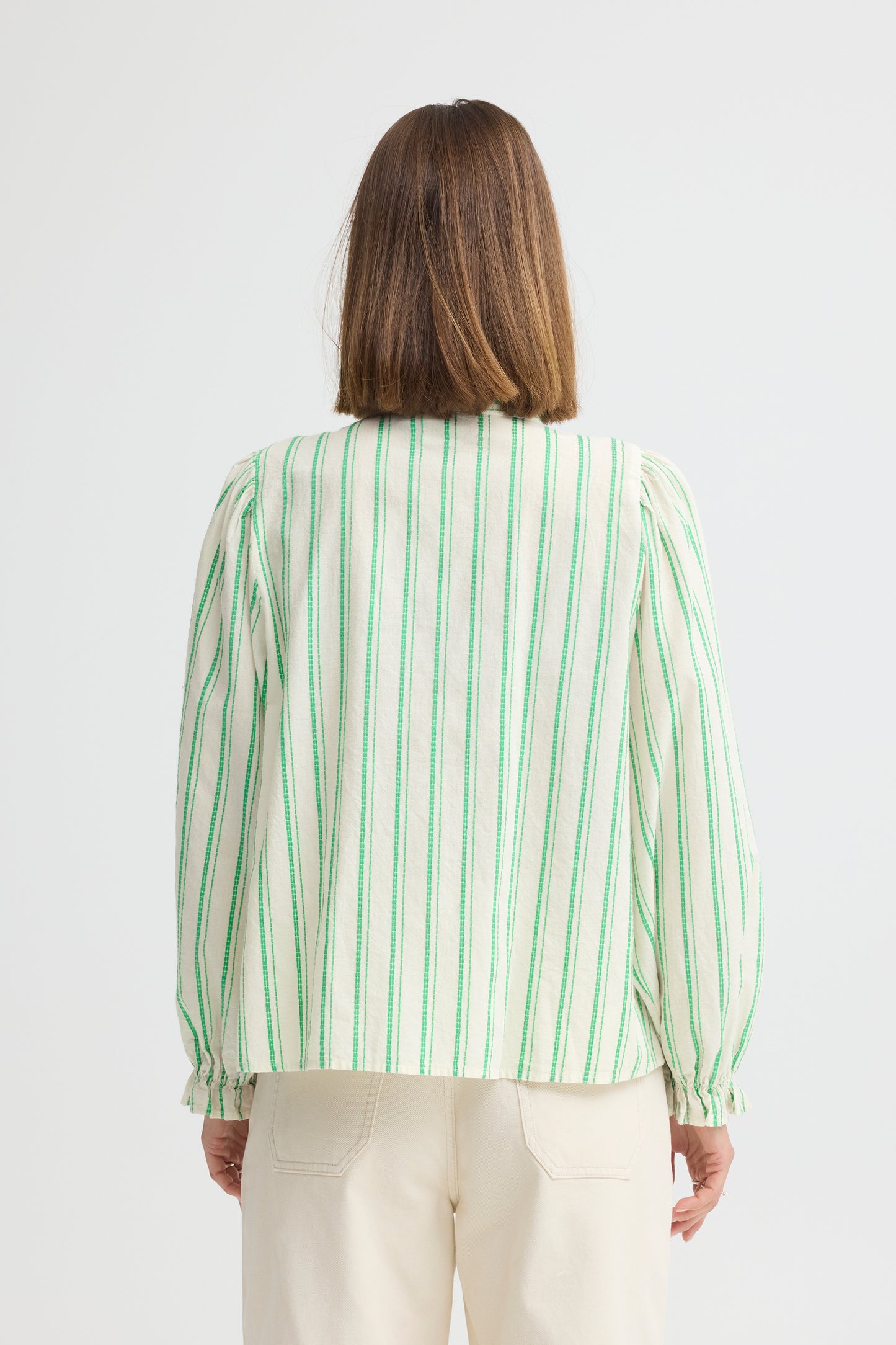 IC JOVIL Shirt - cream m/grønne striber