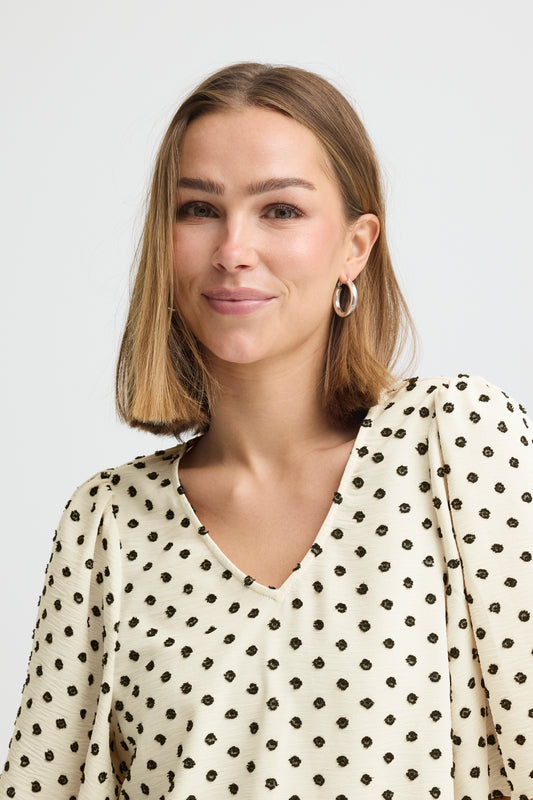 IC ZABBY bluse - hvid m/sort graphic