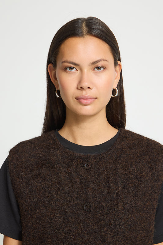 IC PANORA Strik vest - Coffee Bean brun
