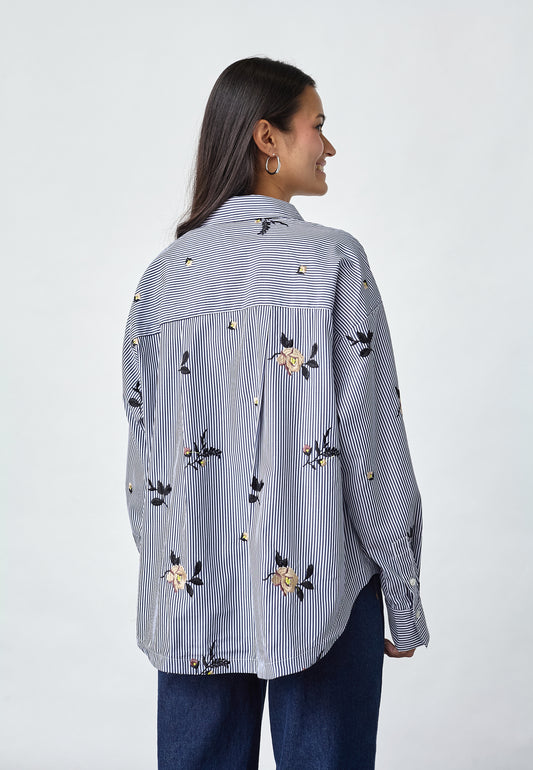 SP ENOLA-Shirt - navy stripes m/broderi