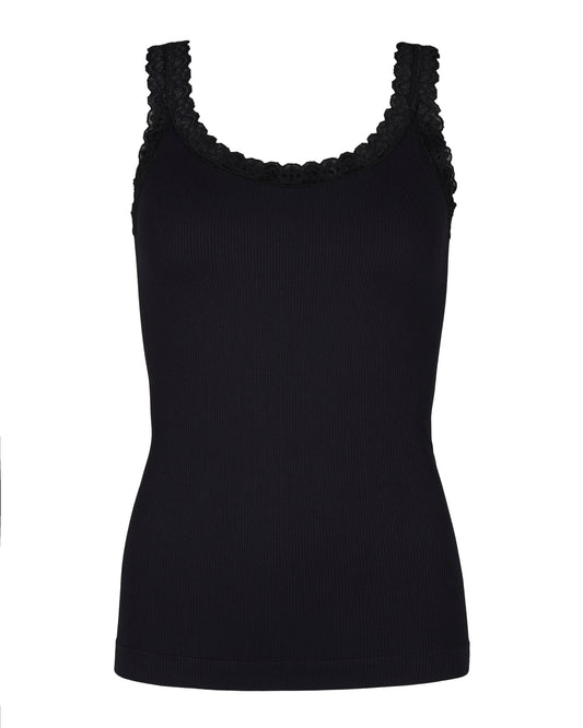 TS Frida Rib Top - Nero sort