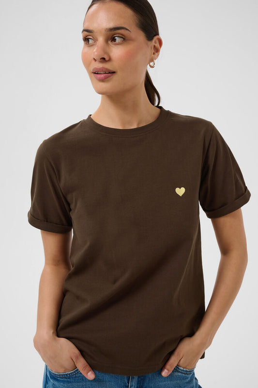 KA T-shirt - coffee bean brown m/hjerte