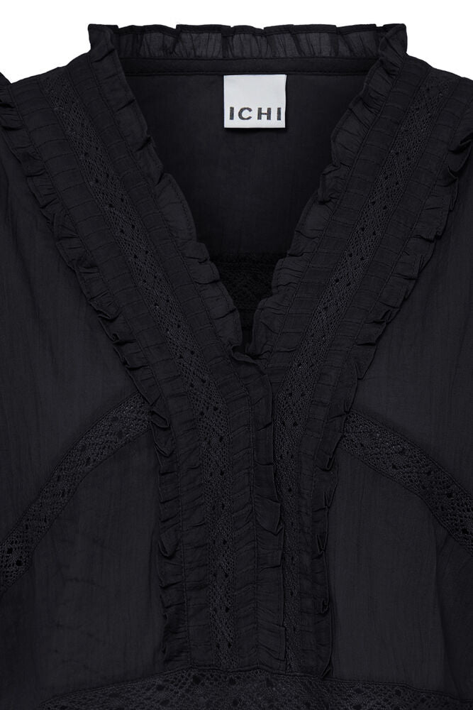 IC VOILANA SS - bluse - sort m/mønster
