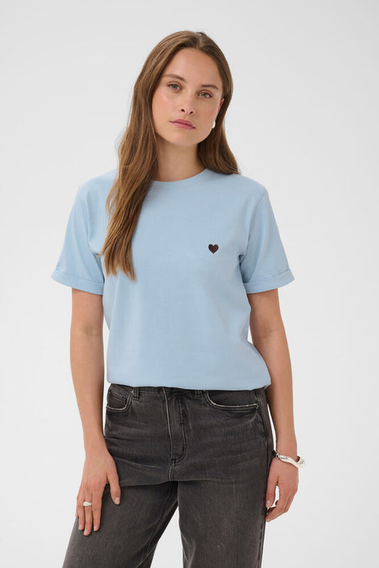 KA T-shirt - blue fog/brown m/hjerte