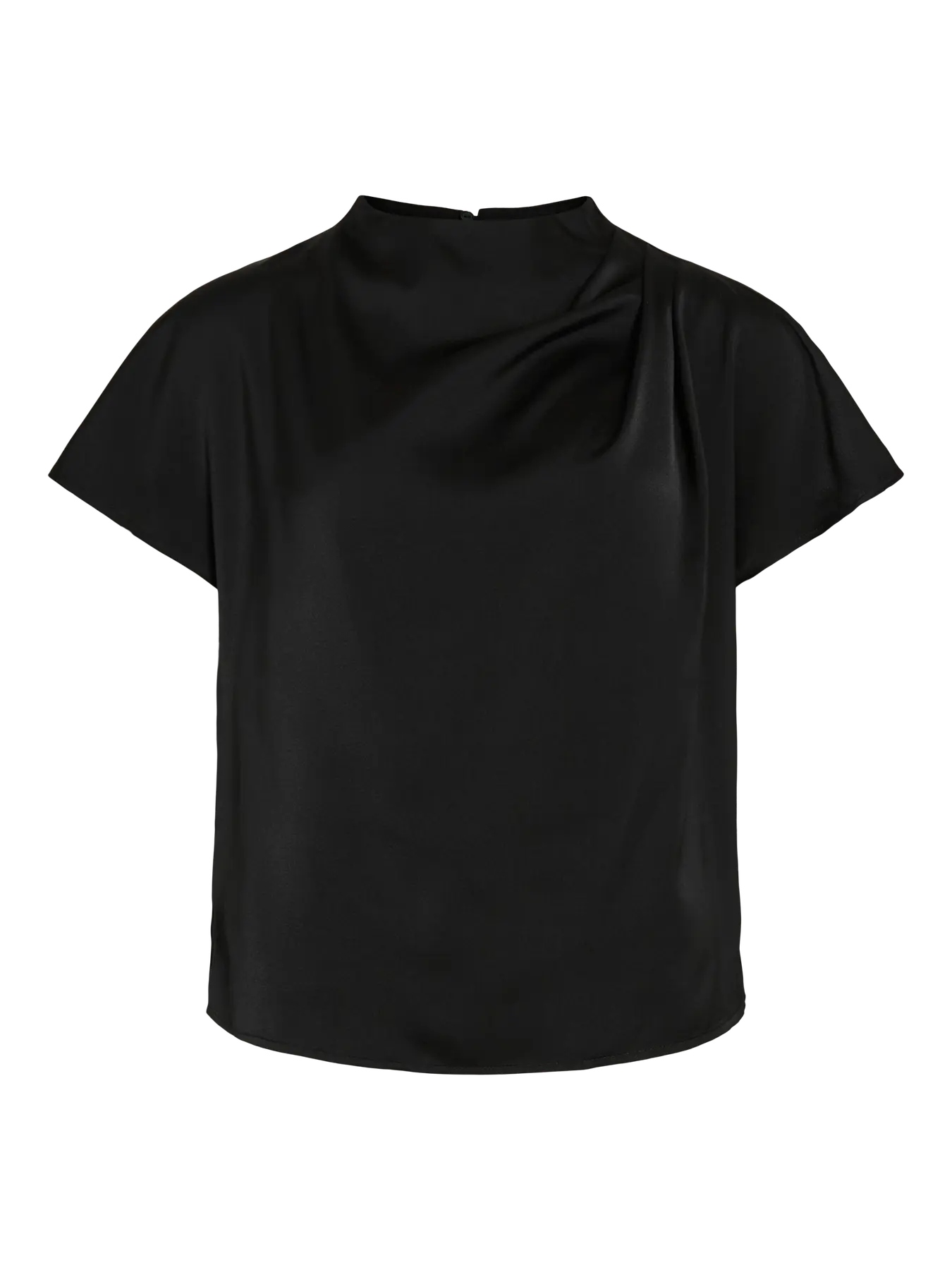 VL VIELMINA FUNNEL NECK S/S BLUSE TOP - black
