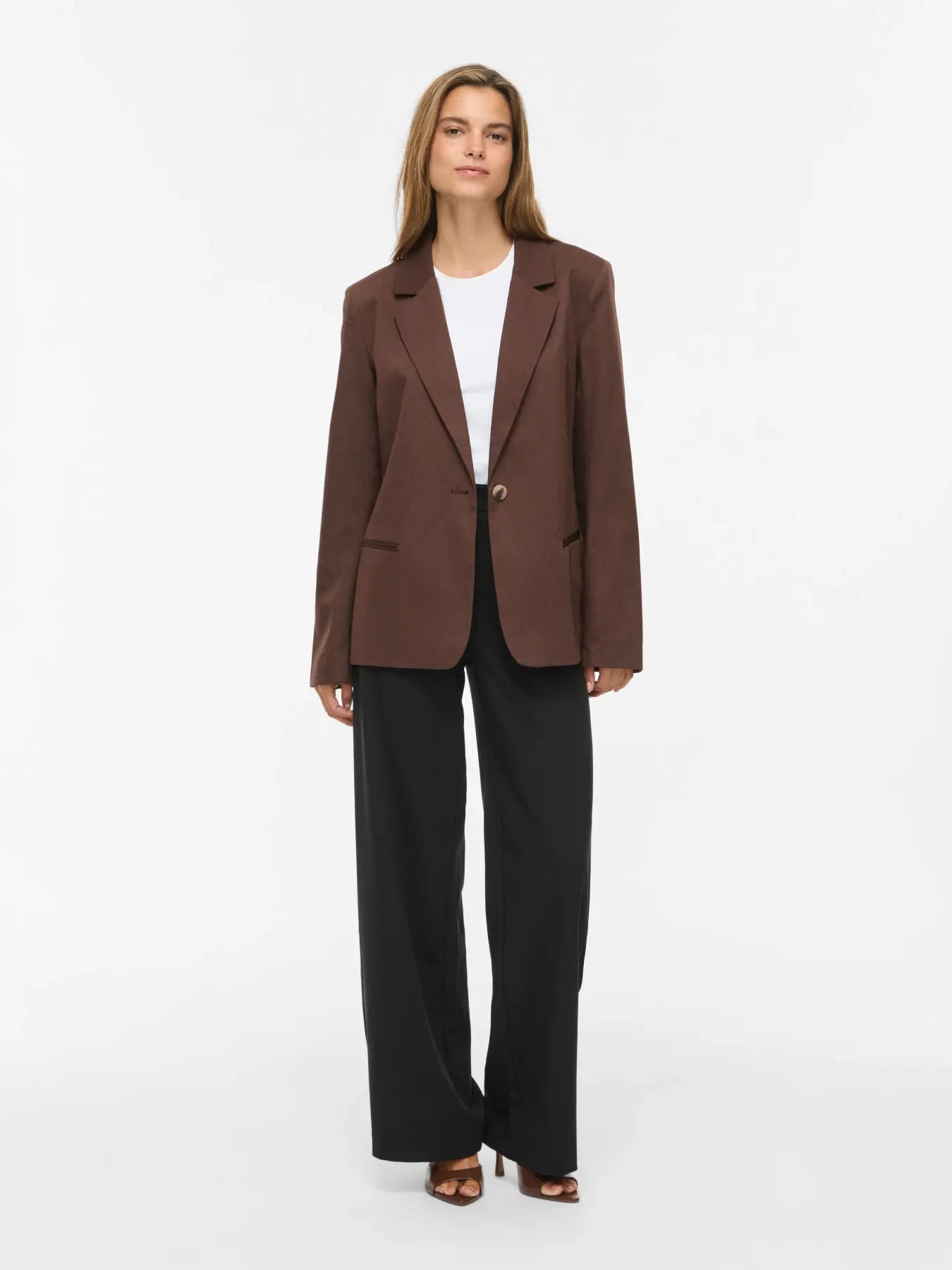 VL VIBELLA L/S BLAZER - BRUN