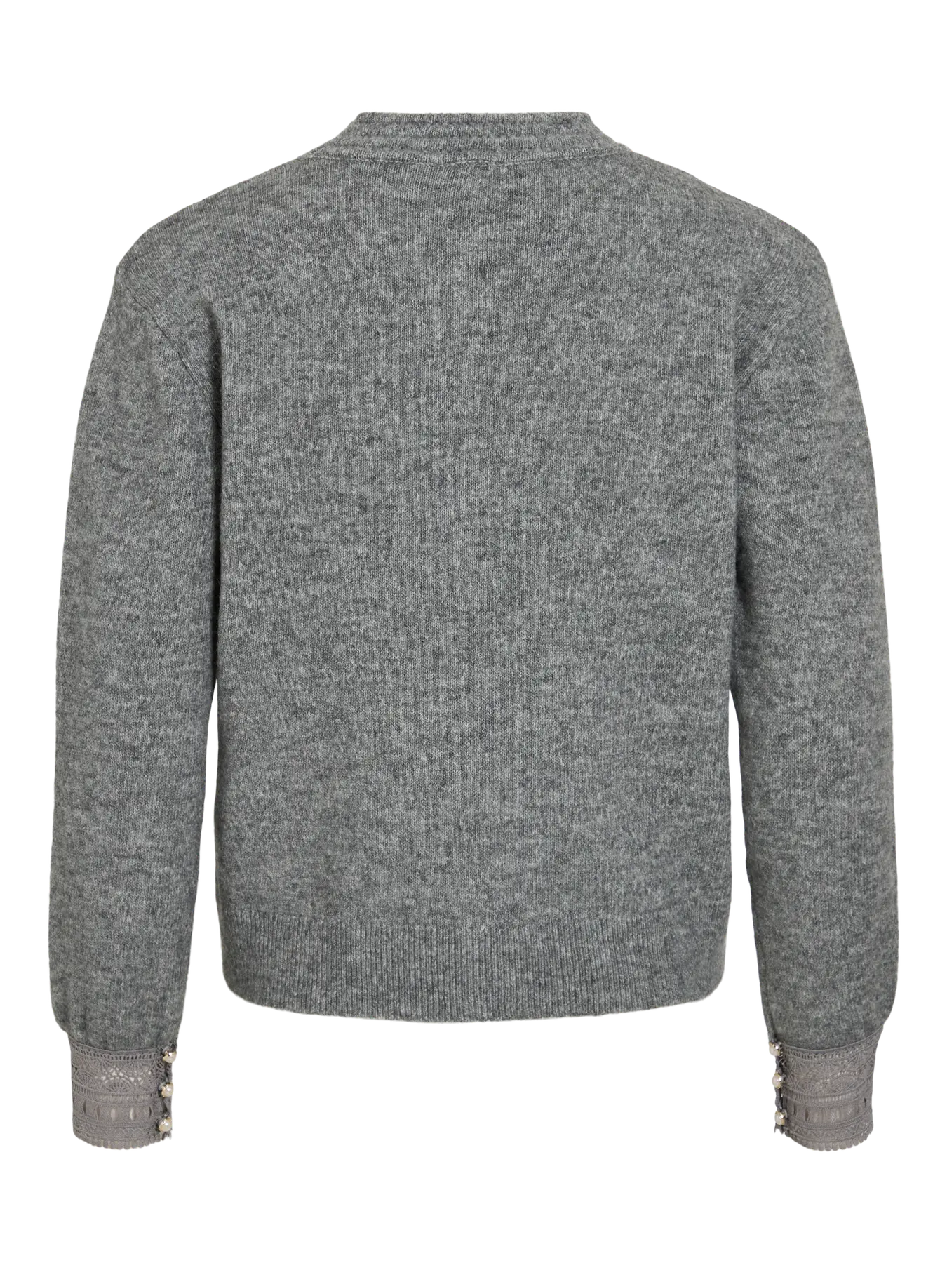 VL VITARYN O-NECK L/S LACE DETAIL KNIT - grey