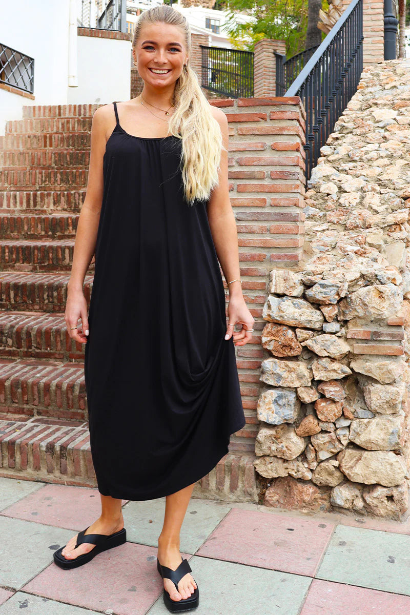 LB Alma long strap dress - sort