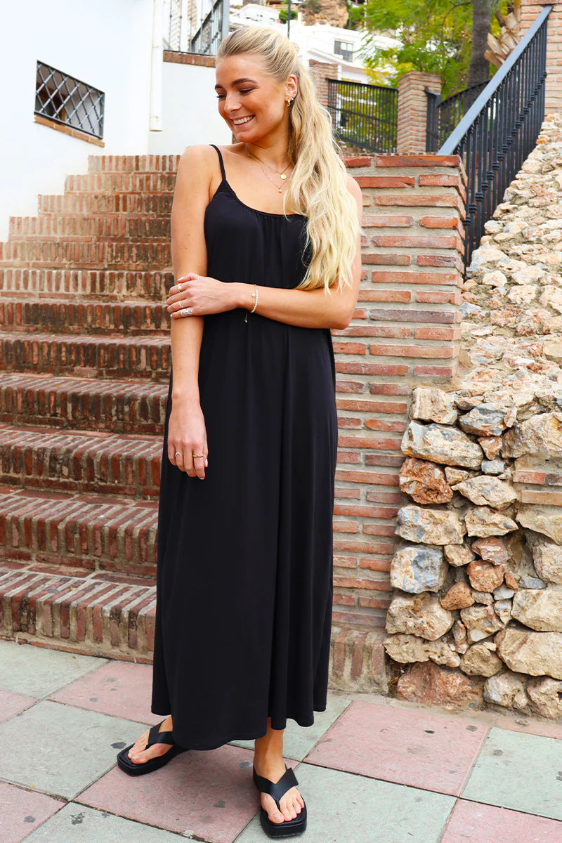 LB Alma long strap dress - sort