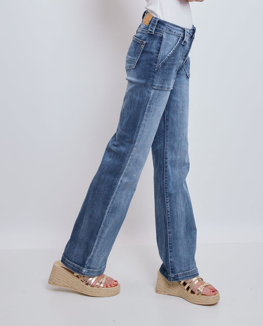 PdJ Bukser, mellemblå m/vidde i ben