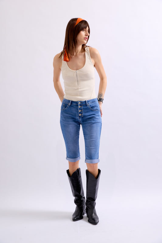 PdJ Shorts - lange - denim blå - 1268 B